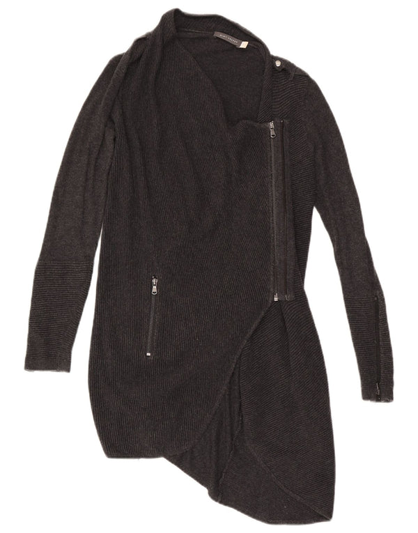 MINT VELVET Damen Asymmetrischer Cardigan Pullover UK 8 Small Graue Viskose