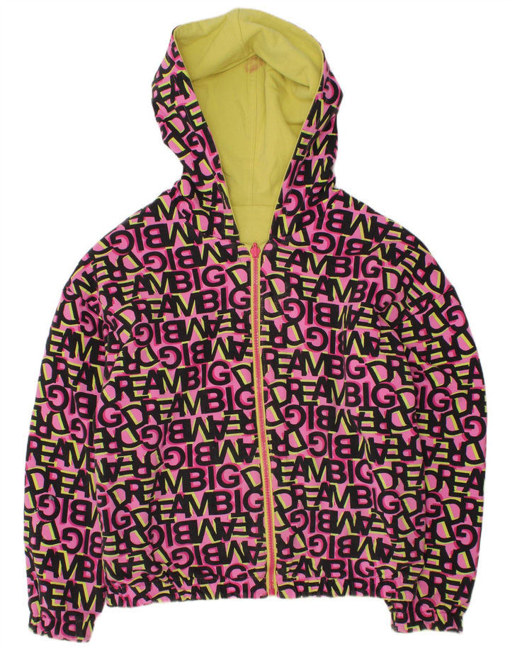 VINTAGE Wendejacke mit grafischer Kapuze für Mädchen, 11–12 Jahre, rosa Baumwolle