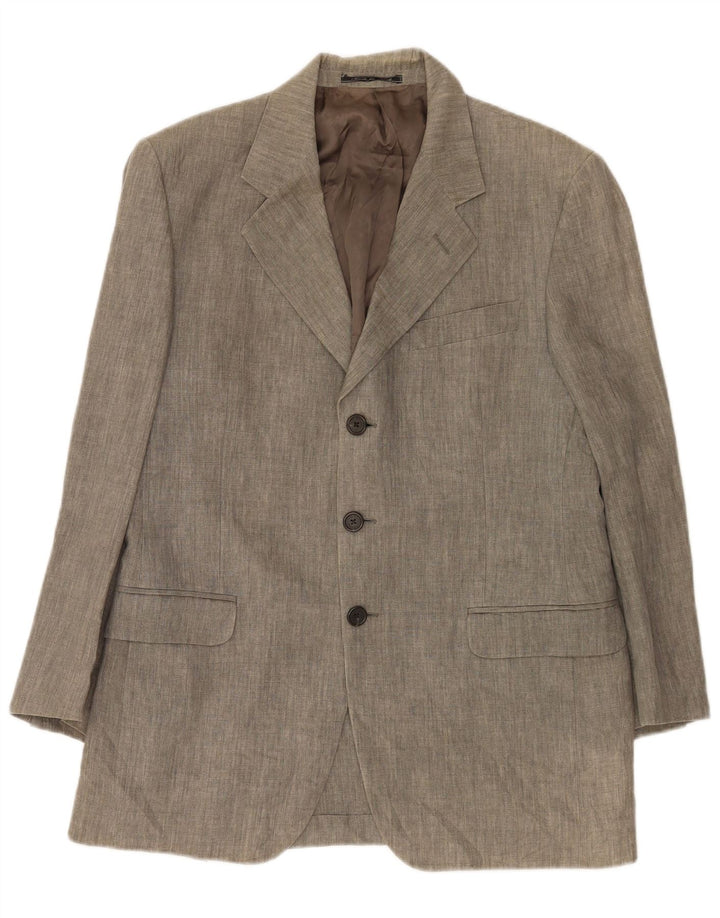 Fendi Herren-Blazer mit 3 Knöpfen, IT 50, großes graues Leinen