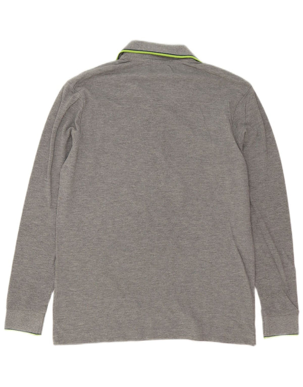 Kappa Herren Langarm-Poloshirt, groß, grau gestreift, Baumwolle