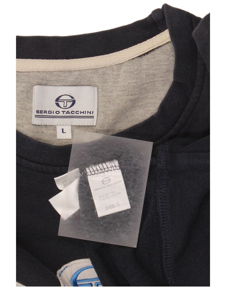 Sergio Tacchini Herren-Sweatshirt mit Grafik, groß, Marineblau, Farbblock