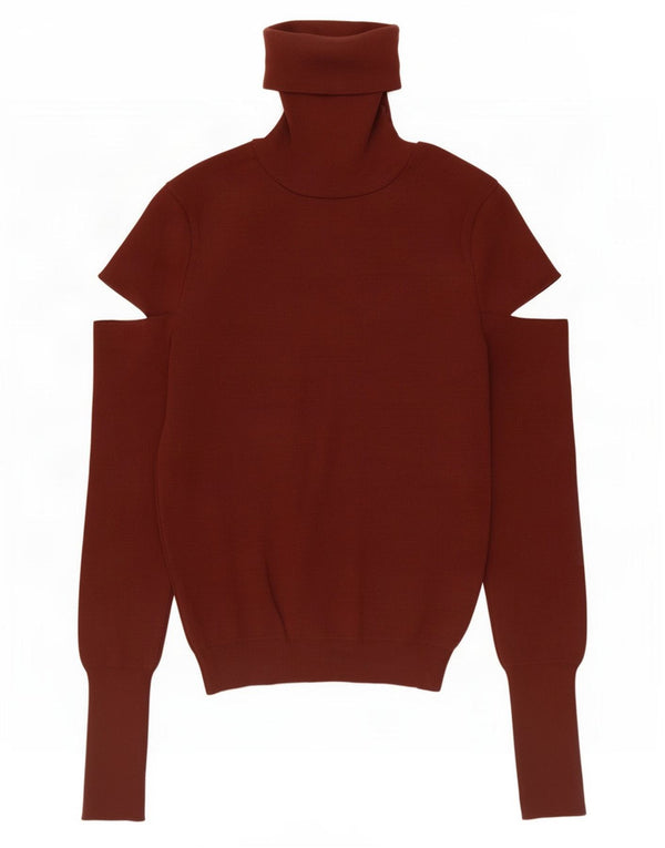 Zara Damen Crop Rollkragenpullover Pullover UK 8 Small Braun Polyamid