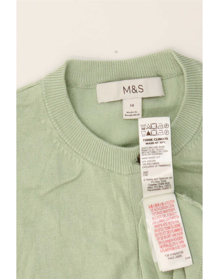 Marks & Spencer Damen-Cardigan-Pullover UK 14 Mittelgrüne Viskose