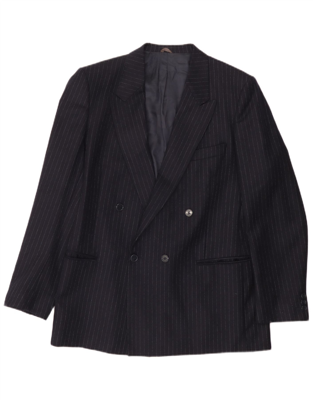 Lubiam Herren-Blazer, zweireihig, Gr. 38, Mittelblau, Nadelstreifen