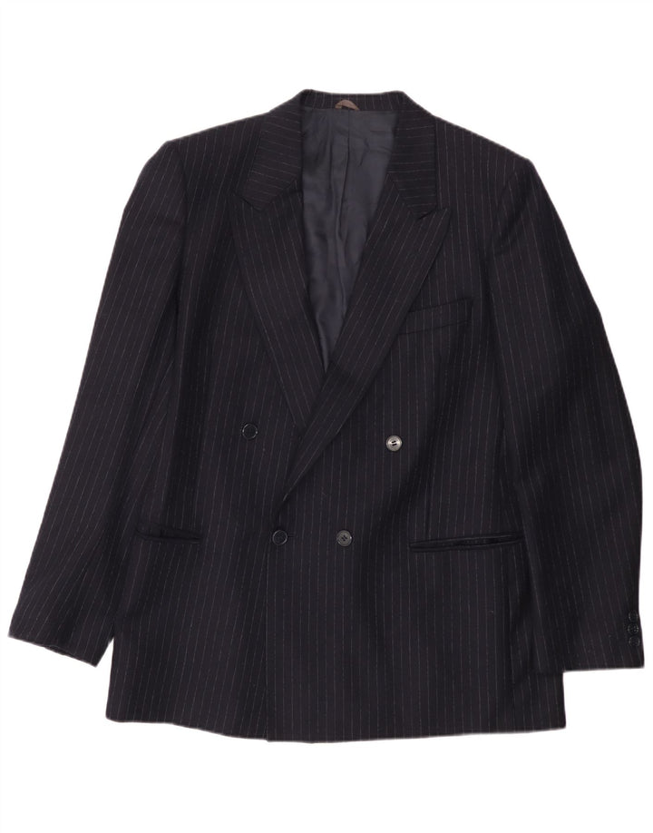 Lubiam Herren-Blazer, zweireihig, Gr. 38, Mittelblau, Nadelstreifen