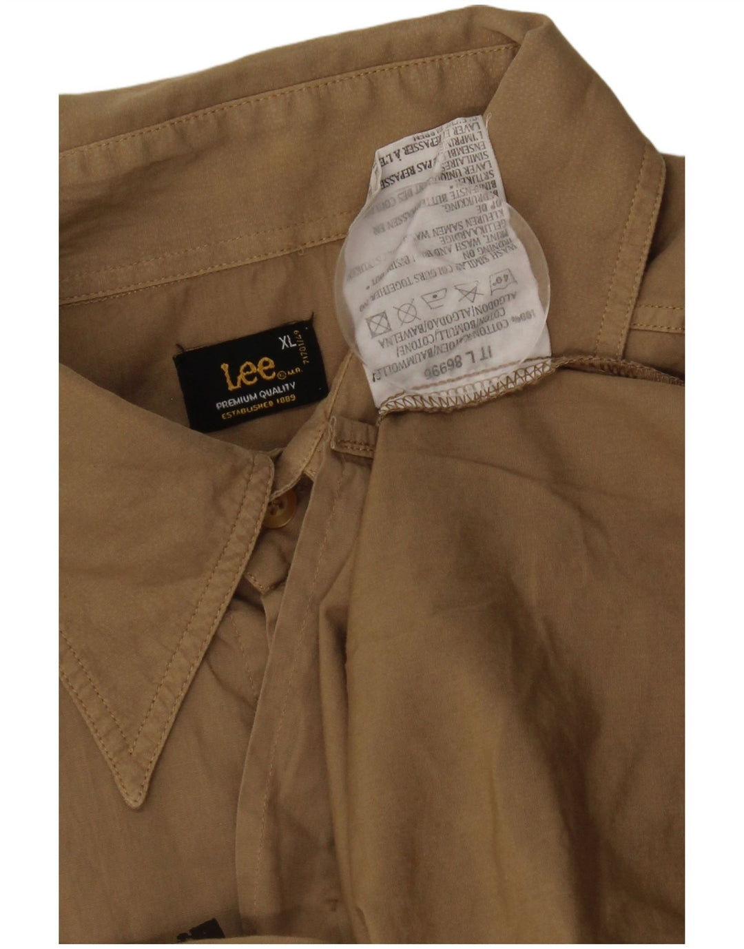 Lee Herren Grafik-Kurzarmhemd XL Beige Baumwolle