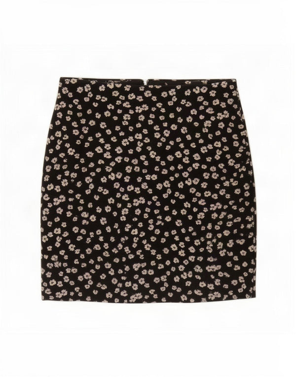 Dorothy Perkins Damen Minirock UK 8 Small W27 Schwarz geblümtes Polyester