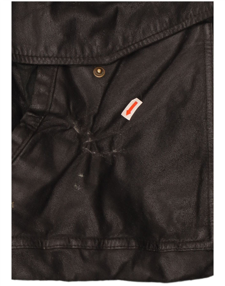 Vintage Herren Lederjacke IT 56 3XL Schwarzes Leder