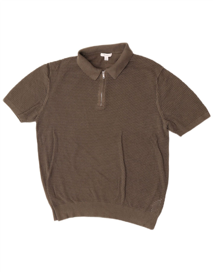 Reiss Herren Poloshirt XL Braun Baumwolle