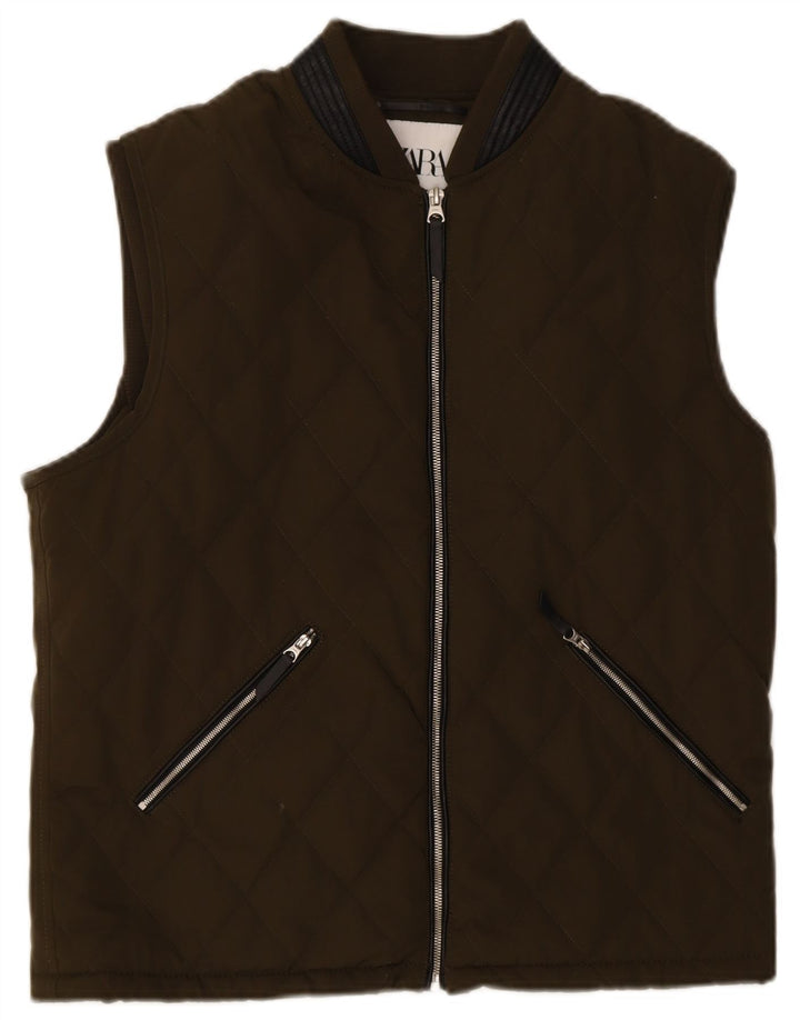 Zara Herren Steppweste UK 40 Large Khaki Polyester