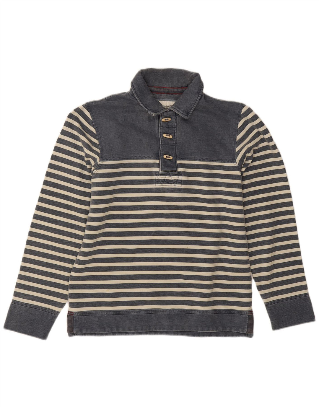 Fat Face Herren-Sweatshirt mit Rollkragen, klein, blau gestreift, Baumwolle