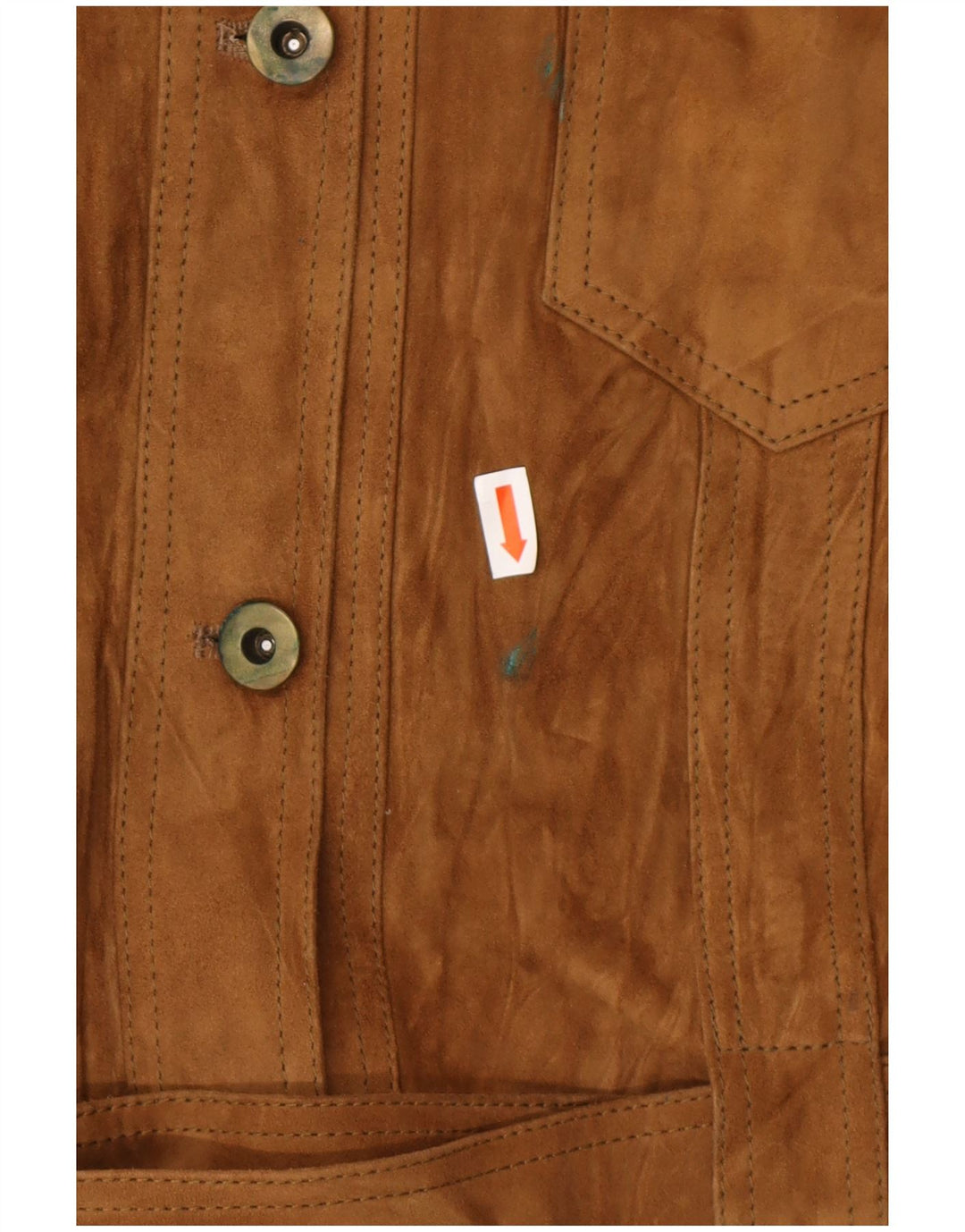 VINTAGE Damen Wildleder-Militärjacke IT 42 Mittelbraunes Leder