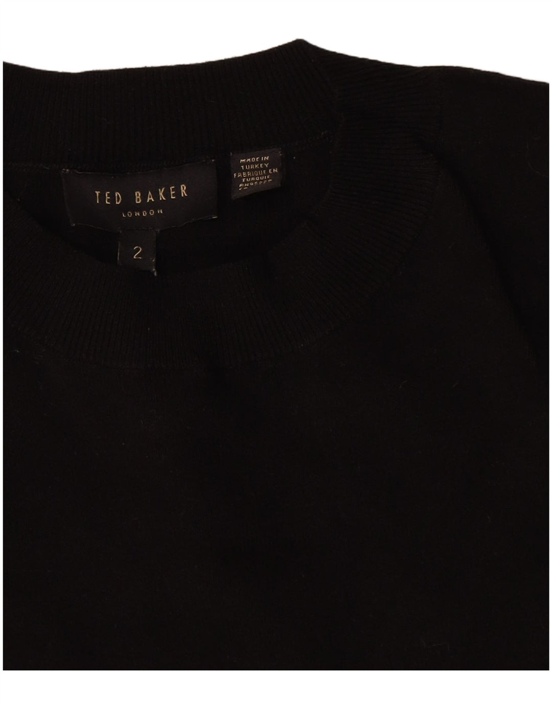 Ted Baker Damen-Pullover mit grafischem Rundhalsausschnitt, Größe 2, klein, Schwarz
