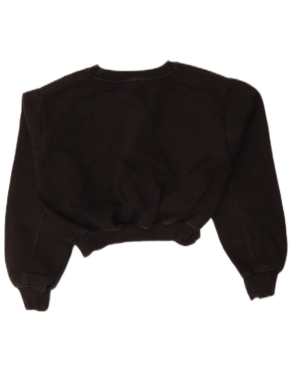 Zara Damen Crop Sweatshirt Pullover UK 10 Small Schwarz