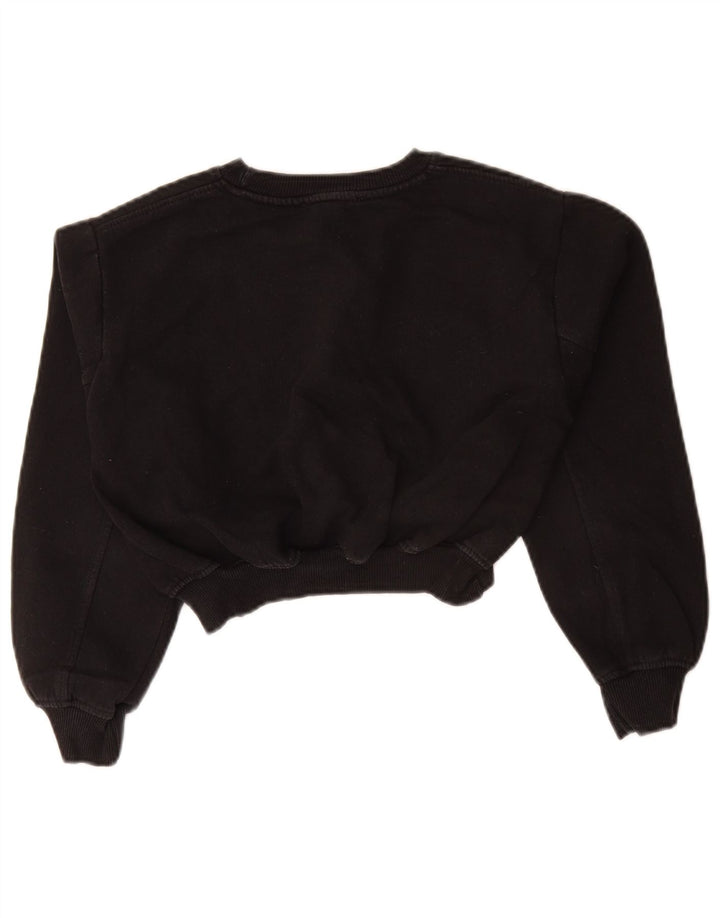 Zara Damen Crop Sweatshirt Pullover UK 10 Small Schwarz
