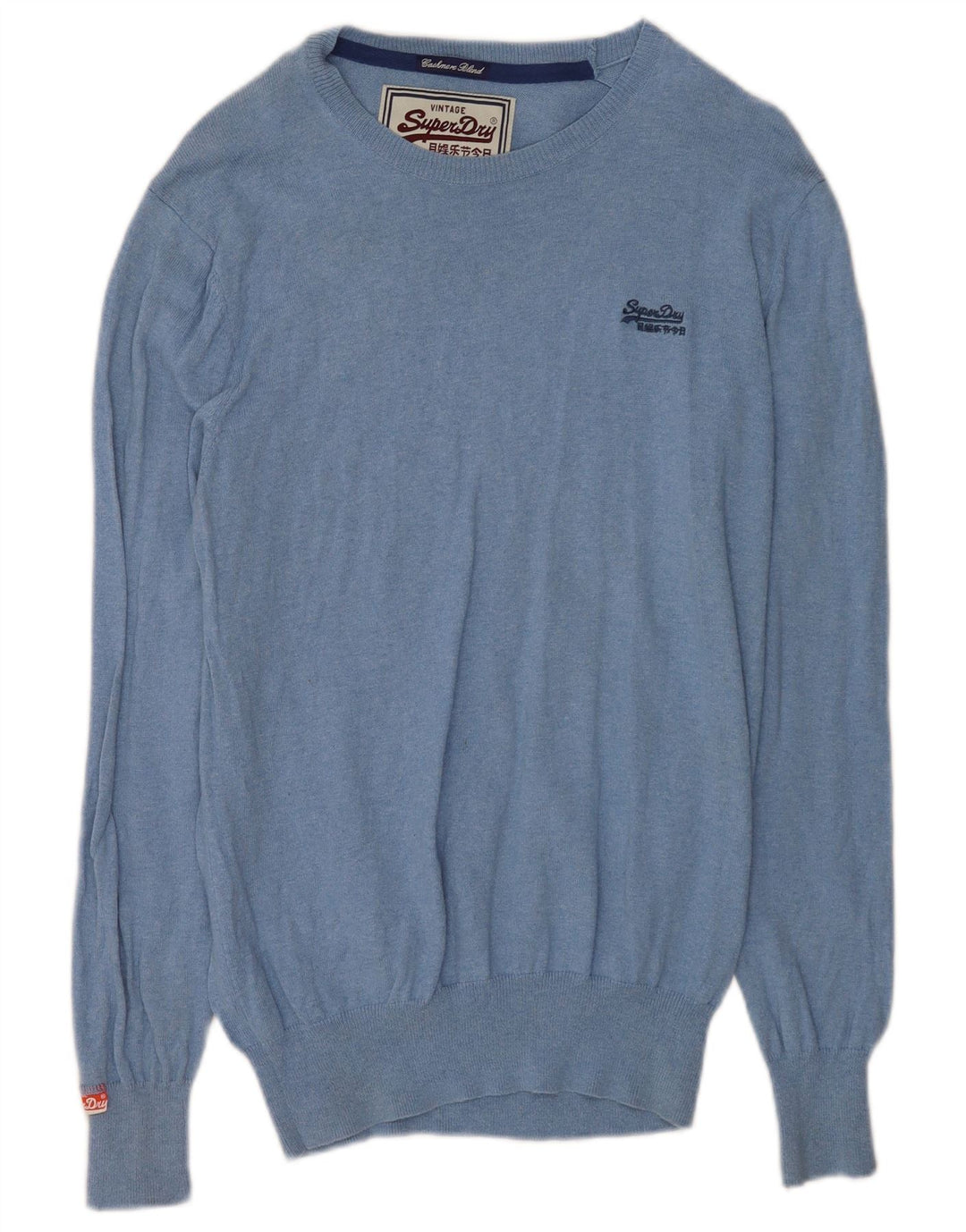 Superdry Herren-Pullover mit U-Boot-Ausschnitt, groß, aus blauer Baumwolle