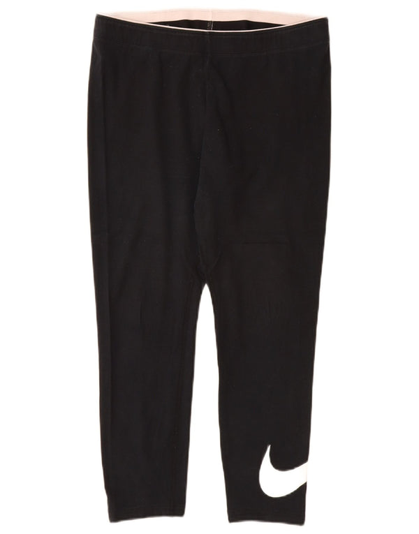 Nike Damen Graphic Leggings UK 16 Large Schwarz Baumwolle