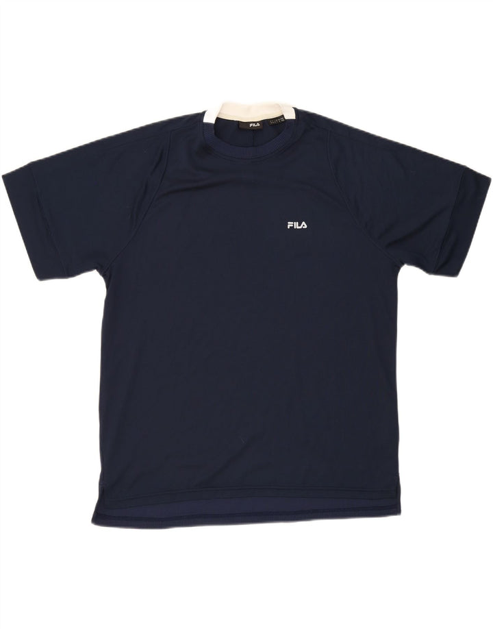 FILA Mens T-Shirt Top Medium Navy Blue Polyester Vintage Fila and Second-Hand Fila from Messina Hembry 