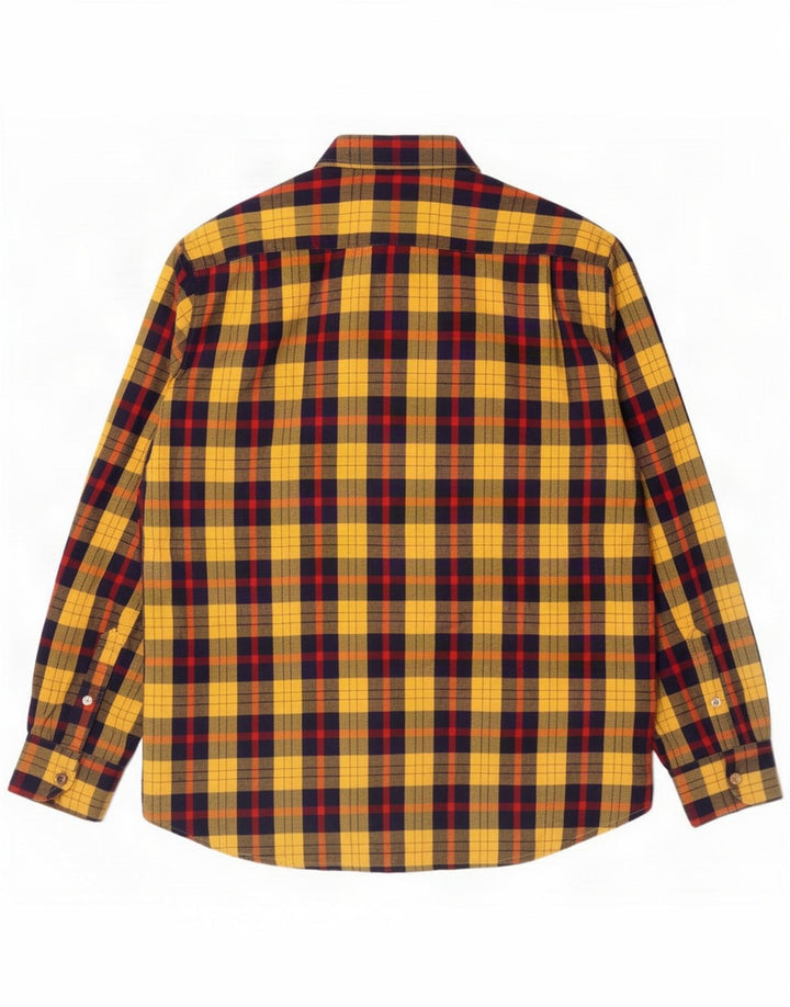 Vintage Herrenhemd Sie 40 Medium Yellow Plaid Polyester