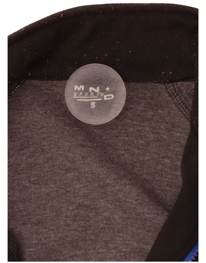 VINTAGE Herren-Trainingsanzug-Oberteil, Jacke, klein, schwarzes Farbblock-Polyester