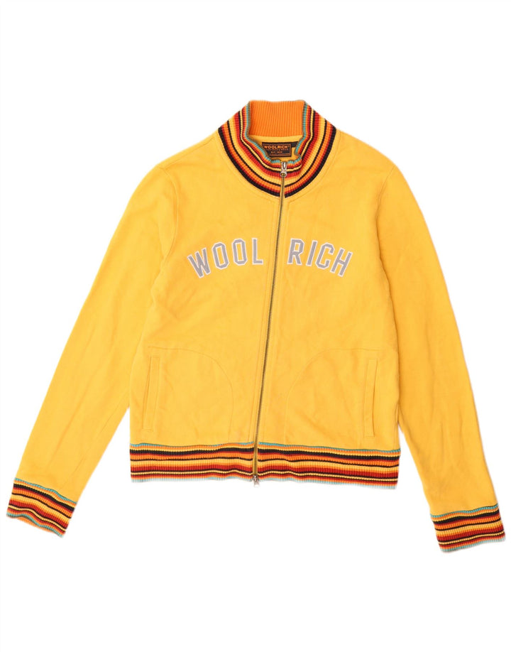 WOOLRICH Damen Grafik-Trainingsanzug-Oberteil, Jacke, UK 14, Größe L, Gelb, Baumwolle