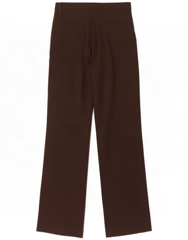 Zara Damen Chinohose mit weitem Bein XS W24 L34 Braun kariertes Polyester