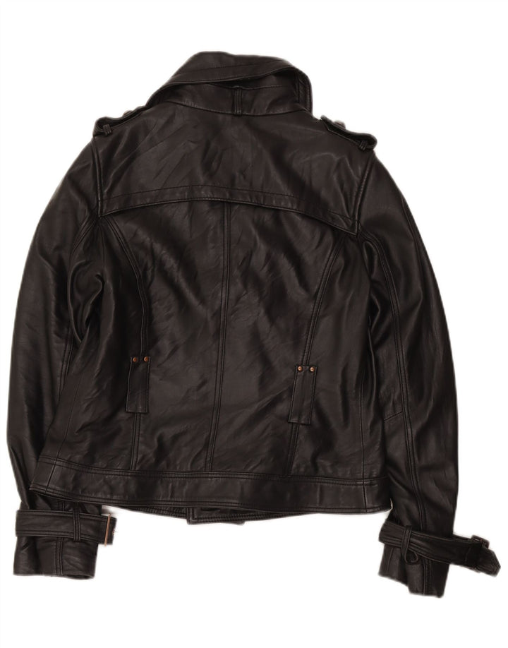 Conbipel Damen Zweireihige Lederjacke UK 12 Mittelschwarzes Leder