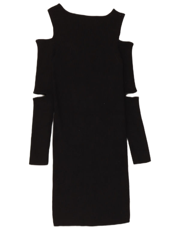Zara Damen figurbetontes Kleid mit Cut-Outs und schulterfreiem Schnitt, UK 12, Mittelschwarz, Viskose