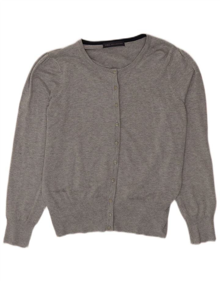 Marks & Spencer Damen Strickjacke Pullover UK 12 Mittelgraue Viskose