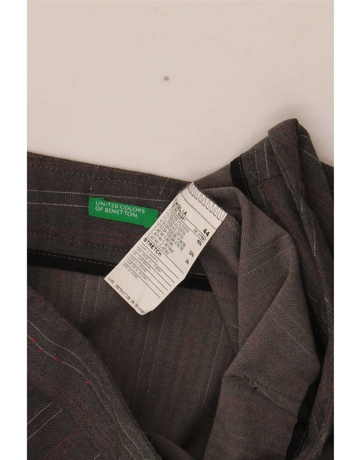 Benetton Damen-Stretch-Anzughose IT 44 Medium W32 L35 Grauer Nadelstreifen