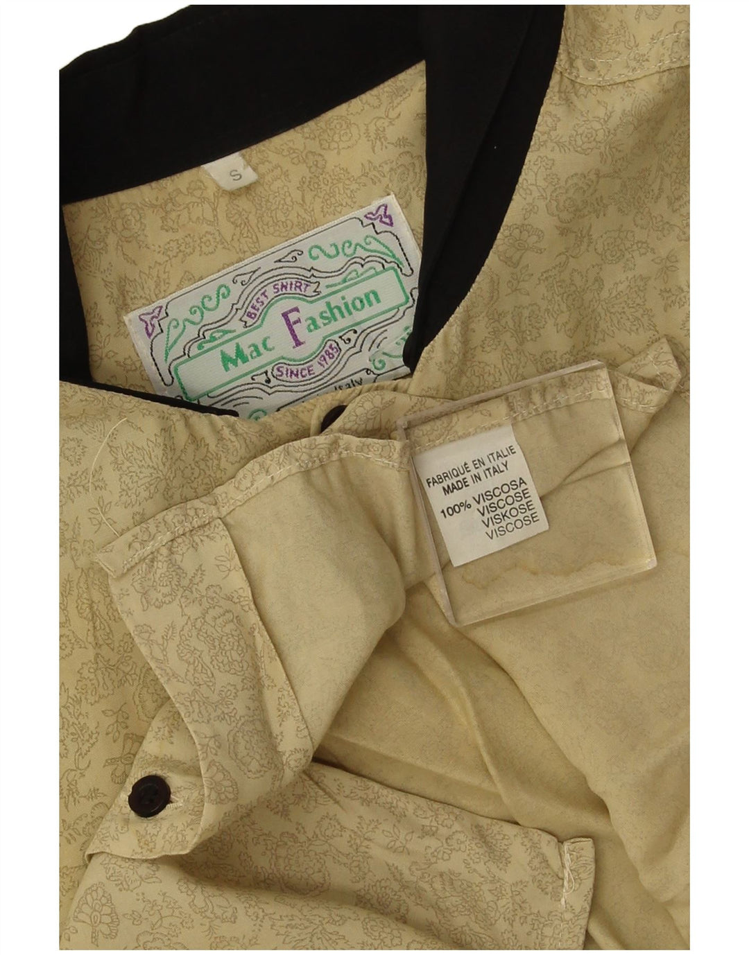 Mac Fashion Herren-Hemd, kurzärmelig, lockere Passform, Größe S, beige, geblümt, Viskose