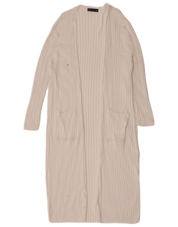 Marks & Spencer Damen Longline Open Cardigan Pullover UK 16 Large Off White