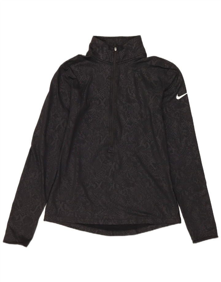 NIKE Damen Dri Fit Pullover-Trainingsanzugoberteil, Größe M, Schwarz, Tiermuster