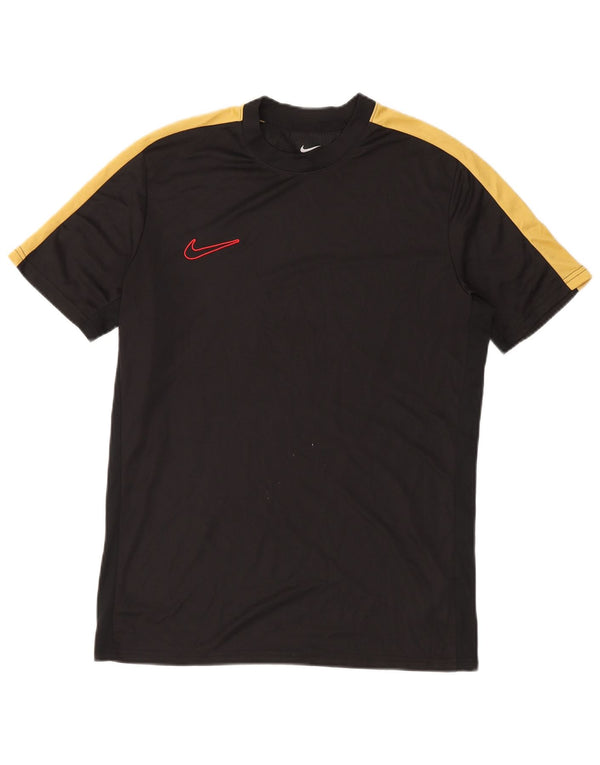 Nike Herren Dri Fit Slim Fit T-Shirt-Oberteil, großes, schwarzes Farbblock-Polyester