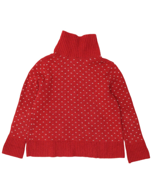 Eddie Bauer Damen Strickjacke Pullover UK 18 XL Rot Fair Isle Baumwolle