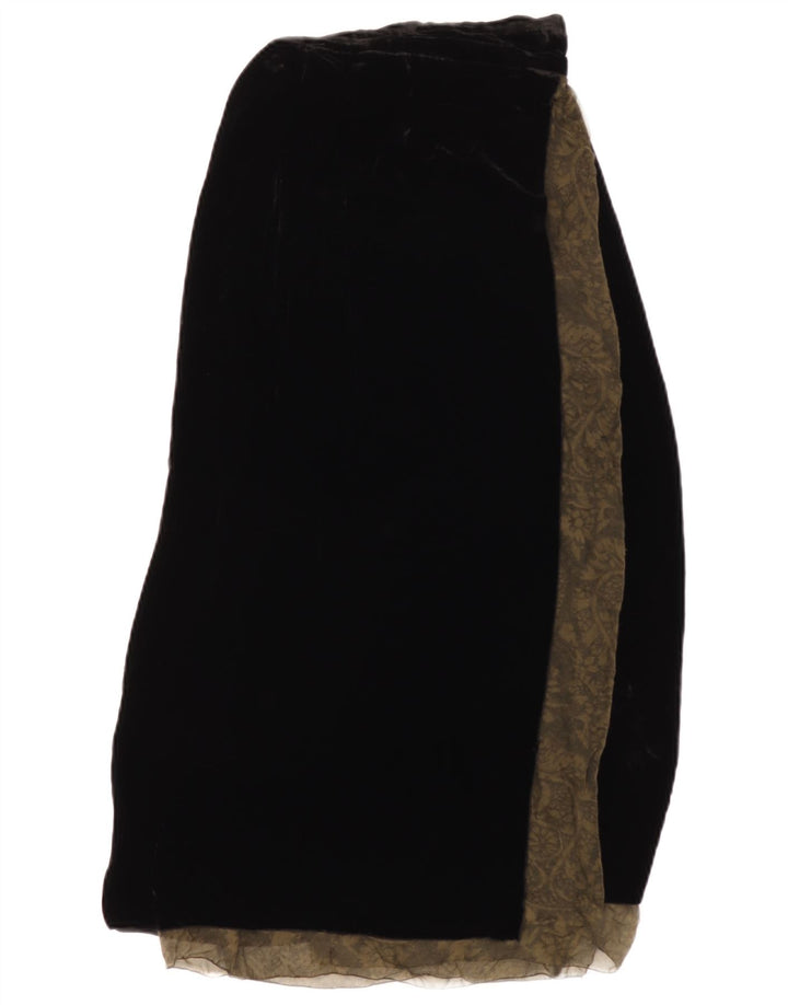Aspesi Damen Maxi-Wickelrock IT 42 Medium W26 Schwarze Paisley-Viskose