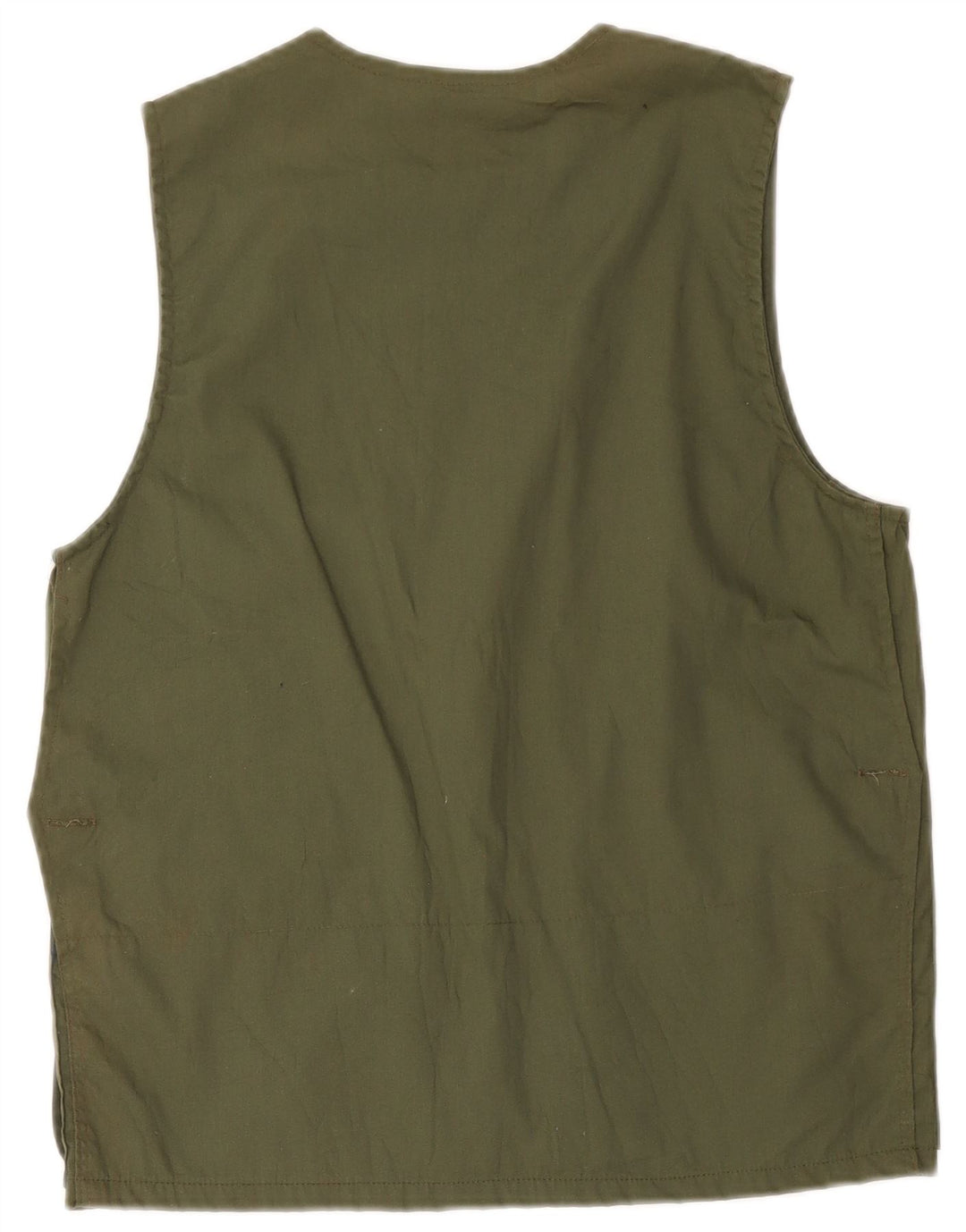 Vintage Herren Utility Gilet IT 46 Small Khaki Baumwolle