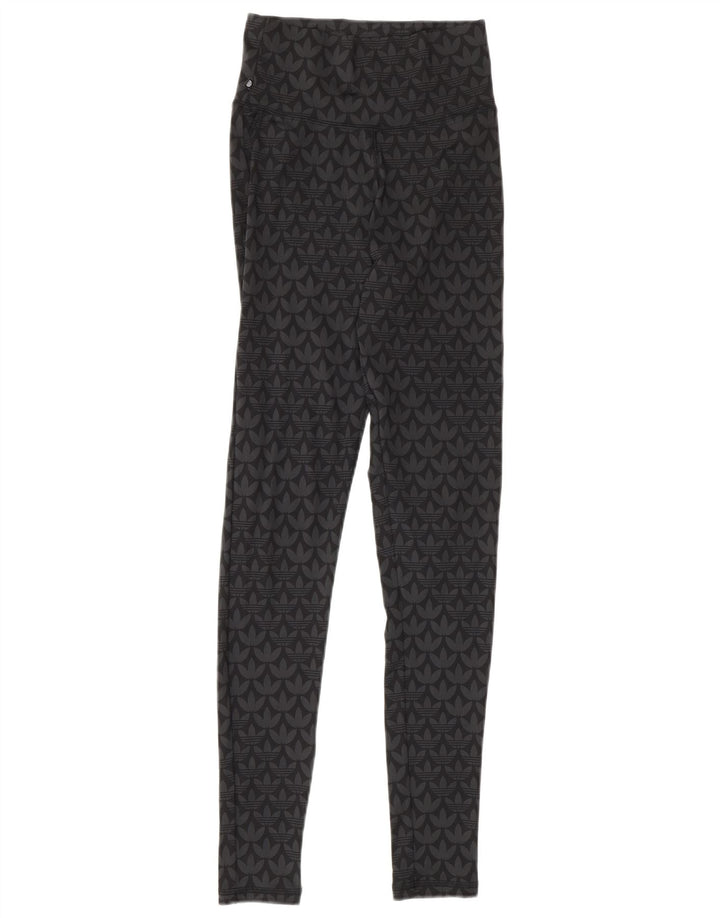Adidas Damen Graphic Leggings UK 4/6 XS Schwarz Polyester