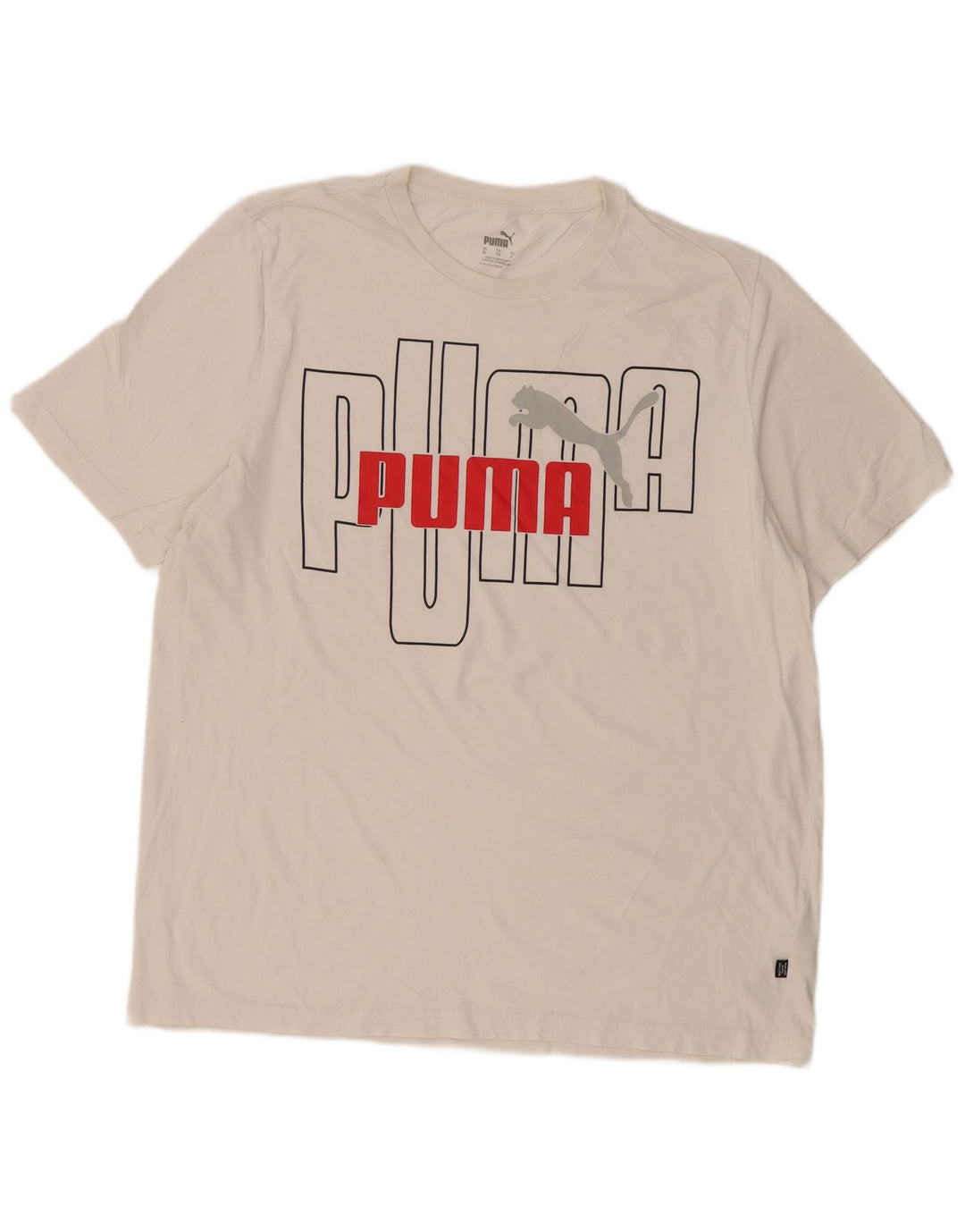 Puma Herren Grafik T-Shirt Top XL Weiß Baumwolle