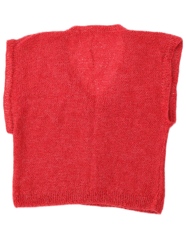 VINTAGE Damen Crop Vest Tank Top UK 14 Mittelrosa