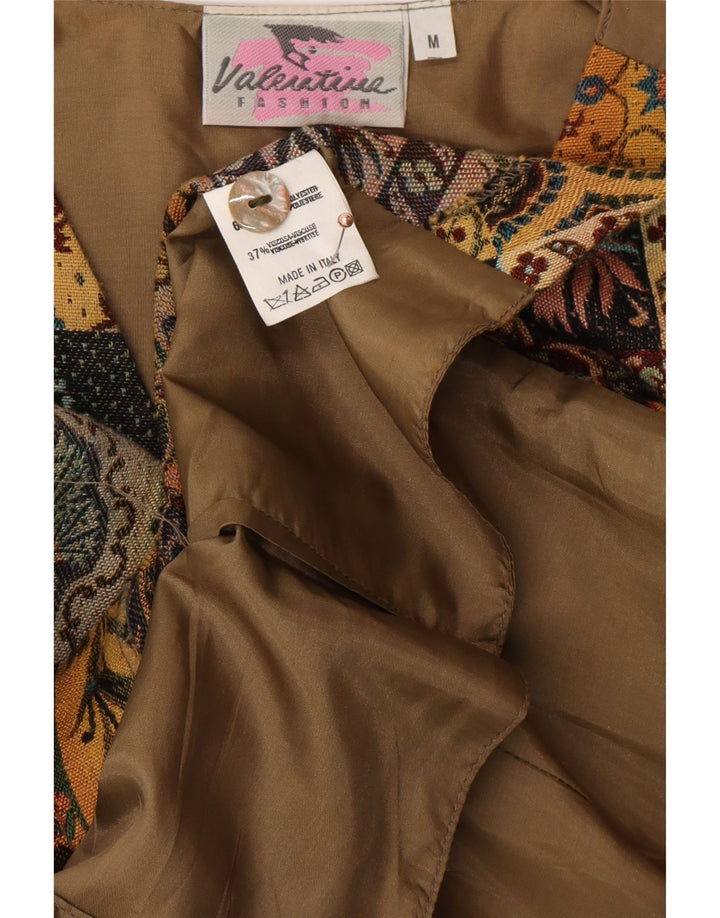 VINTAGE Damen Weste UK 12 Medium Beige Paisley Polyester