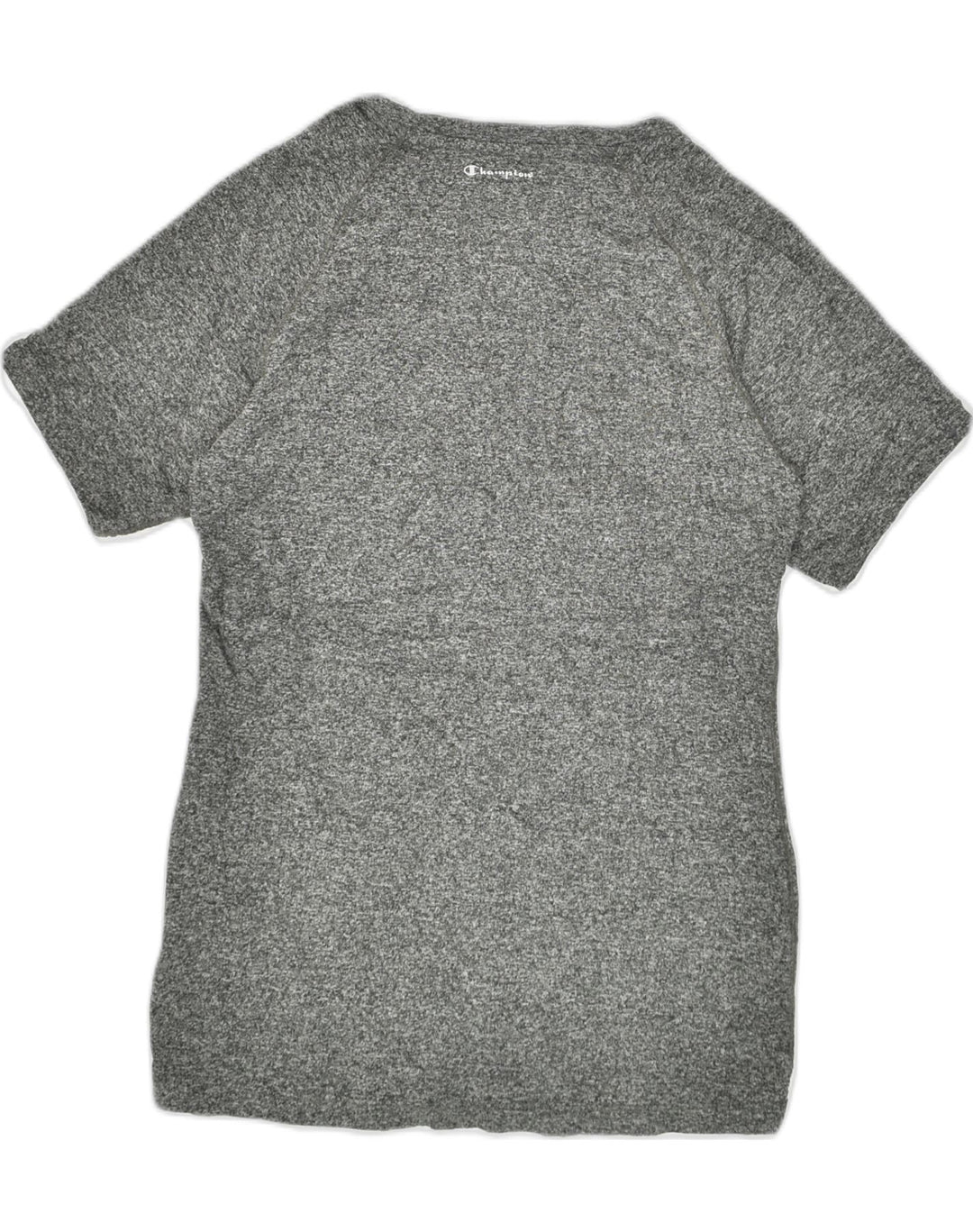 CHAMPION Womens T-Shirt Top UK 12 Medium Grey Flecked Polyester | Vintage Champion | Thrift | Second-Hand Champion | Used Clothing | Messina Hembry 