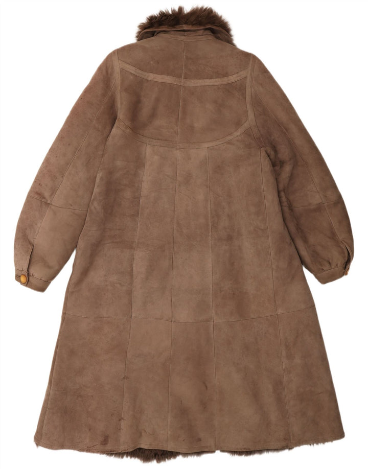 Vintage Damen Lammfellmantel UK 14 Mittelbraun