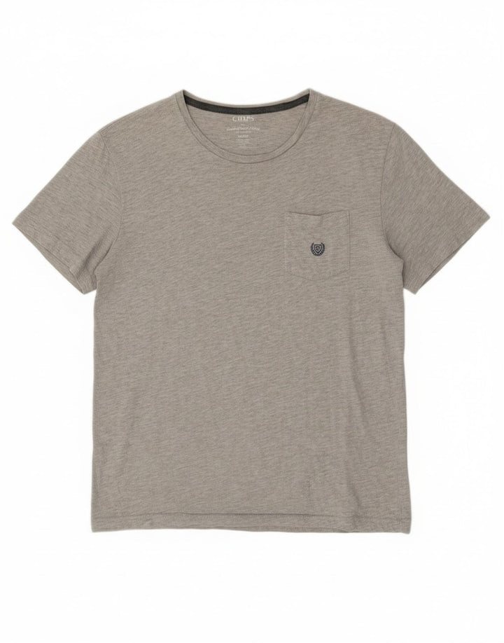 Chaps Damen T-Shirt-Oberteil aus mittelgrauer Baumwolle