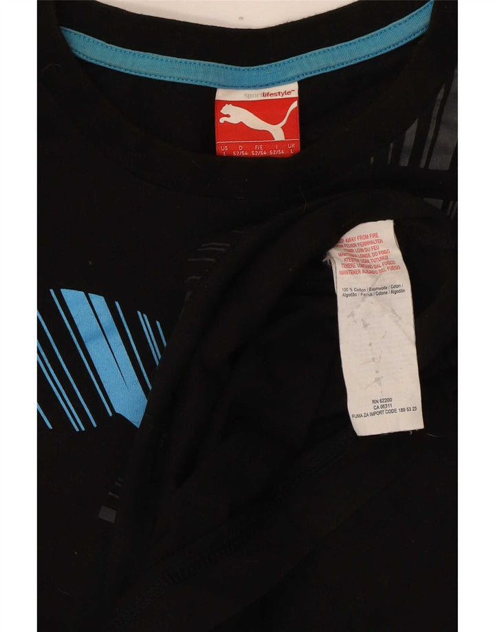 Puma Herren T-Shirt mit Grafik, groß, aus schwarzer Baumwolle