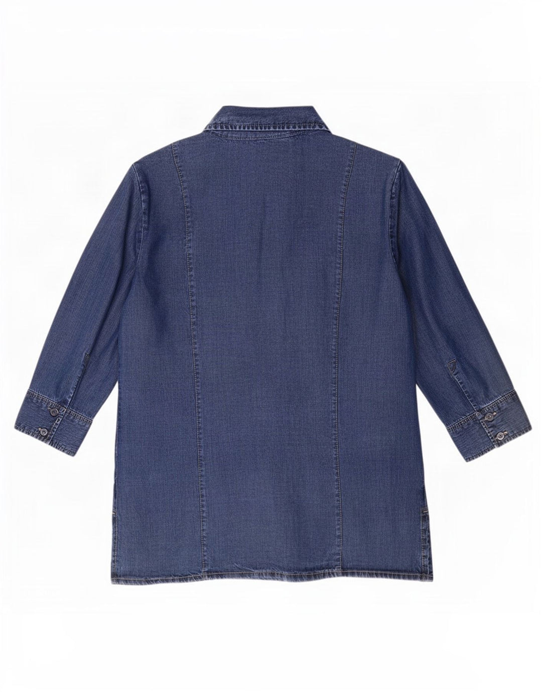 Marks & Spencer Damen-Denimhemd mit 3/4-Ärmeln, UK 12, mittelblaues Lyocell