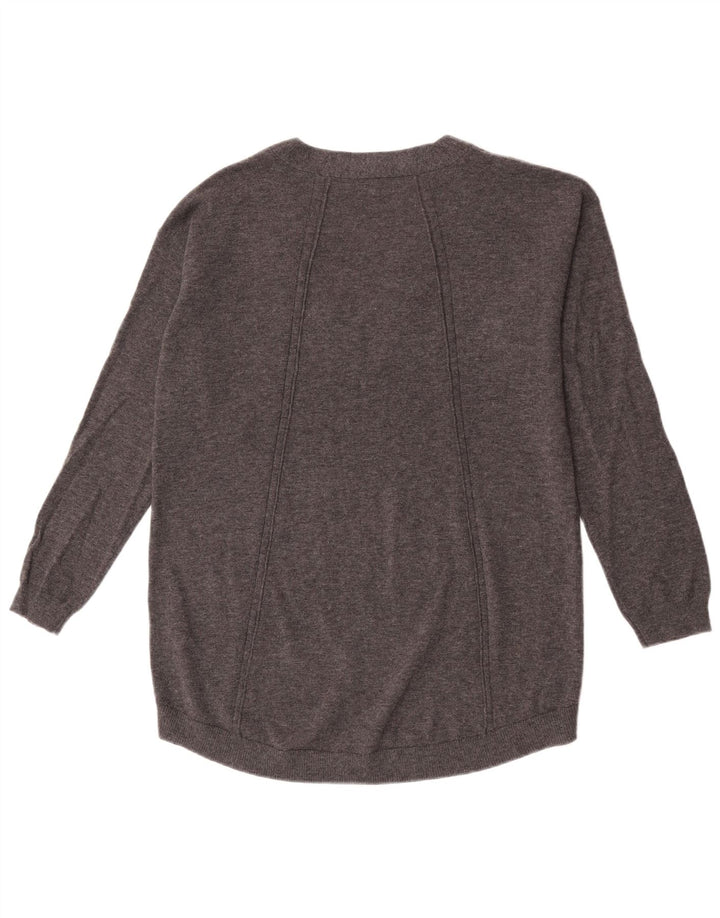 Fat Face Damen-Pullover, übergroß, V-Ausschnitt, UK 12, mittelgraue Wolle