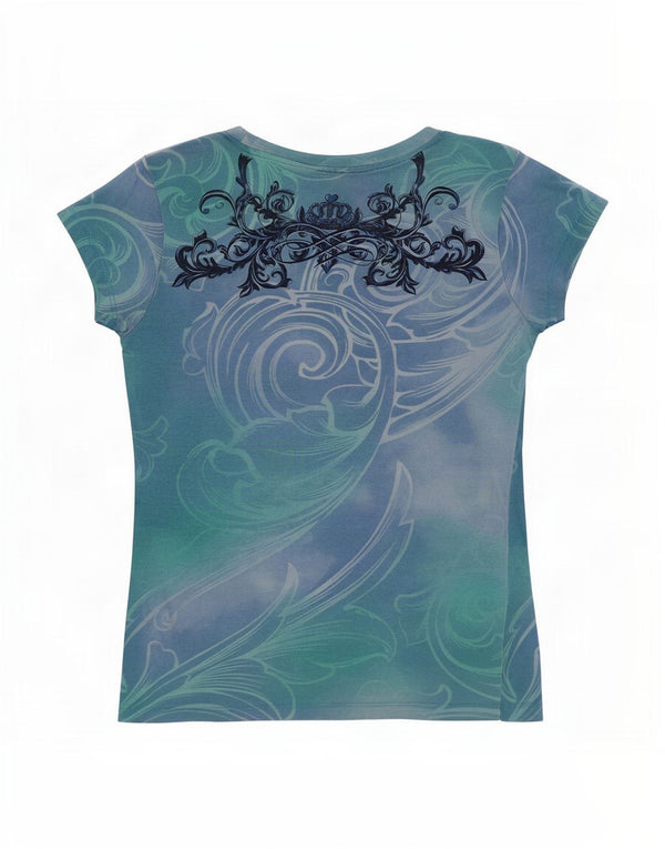Hard Rock Cafe Damen Rome Graphic T-Shirt Top UK 8 Small Mehrfarbig