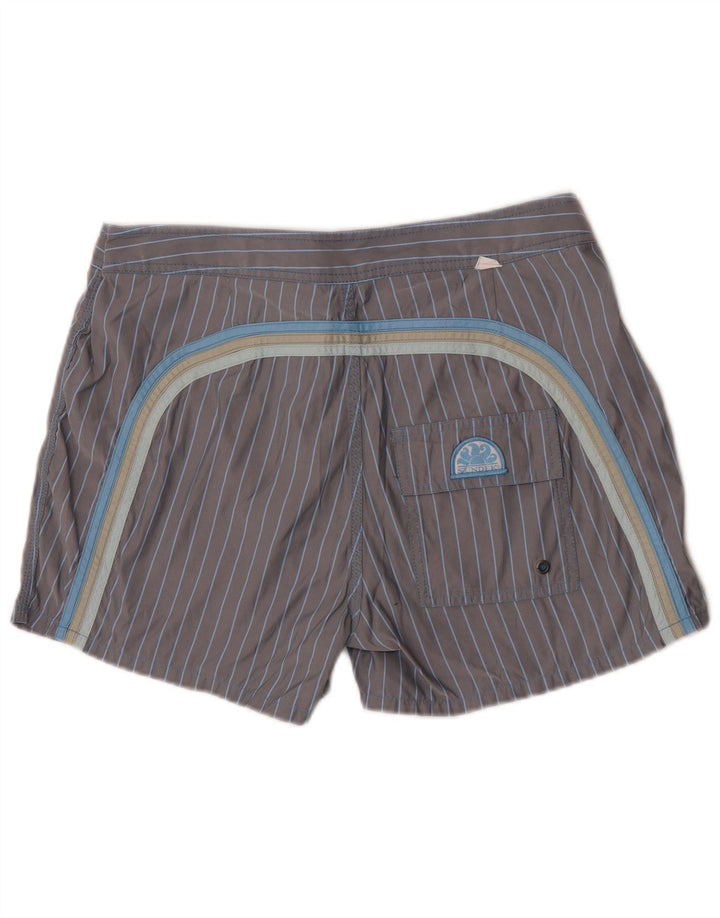 Sundek Herren-Badeshorts, groß, graues Nadelstreifen-Polyester