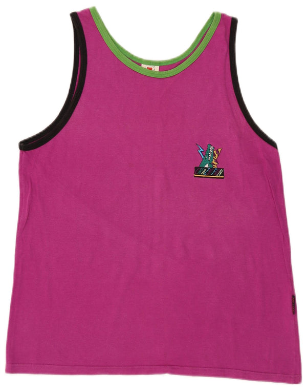 VINTAGE Damen Weste Top IT 48 XL Rosa Baumwolle